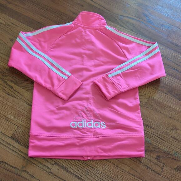 Adidas Girl's Kid's Core Tricot Tracksuit Barbie pink and white size 6X VGUC - Picture 6 of 9
